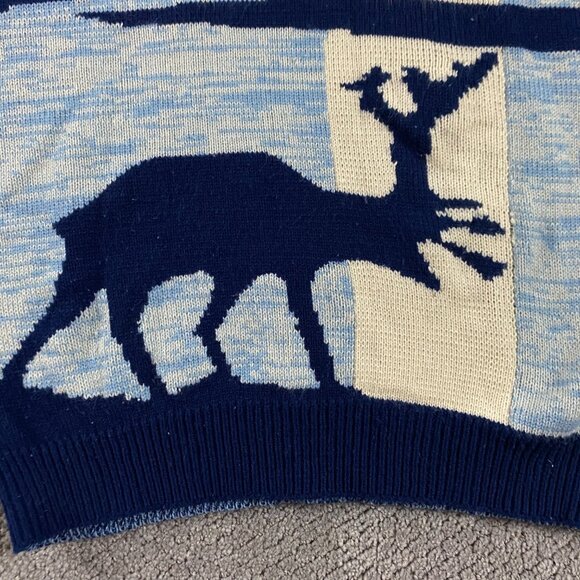 Vintage Van Heusen Sweater Men's Medium Small Reindeer Caribou Deer Nature - Picture 2 of 11
